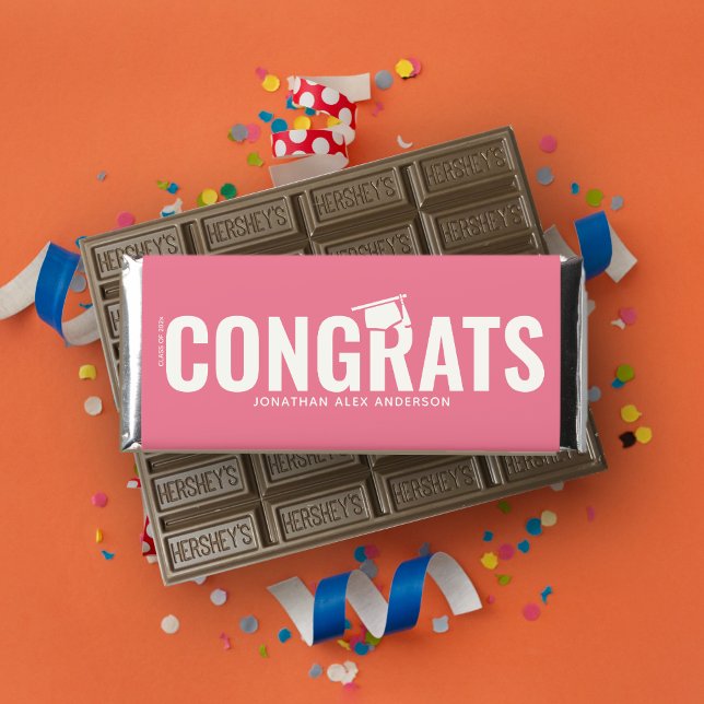 Bubblegum Pink Chocolate Bar Graduation Favor (Creator Uploaded)