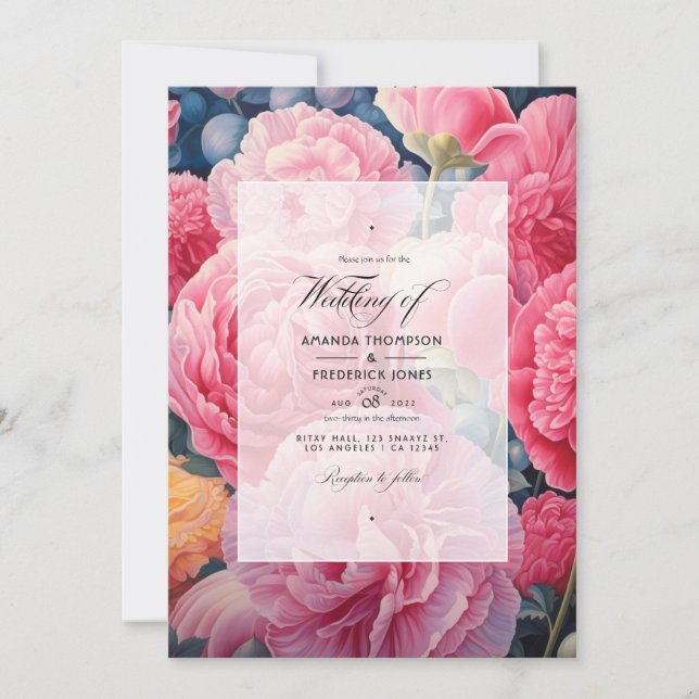 Bubblegum Pink, Cotton Candy & Strawberry Wedding Invitation (Front)