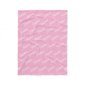Bubblegum Pink Custom Kids Name Repeat Fleece Blanket