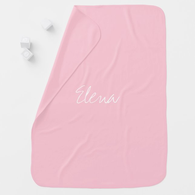 Bubblegum Pink Custom Personalized Baby Gift Receiving Blanket (In Situ)