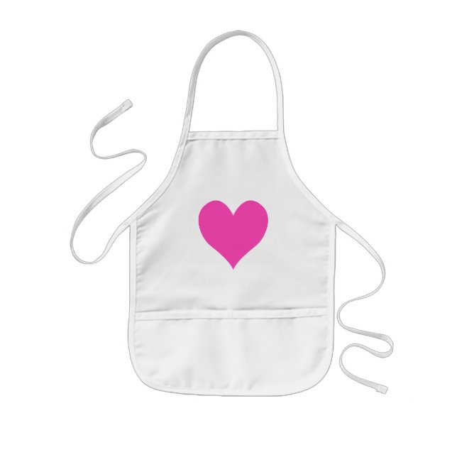 Bubblegum Pink Cute Heart Shape Kids' Apron (Front)