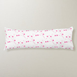 Bubblegum Pink Flowers, Small Floral Print Body Pillow