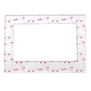 Bubblegum Pink Flowers, Small Floral Print Magnetic Frame