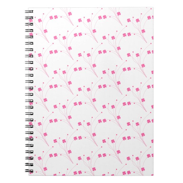 Bubblegum Pink Flowers, Small Floral Print Notebook (Front)