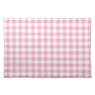 Bubblegum Pink Gingham Checks Cloth Placemat