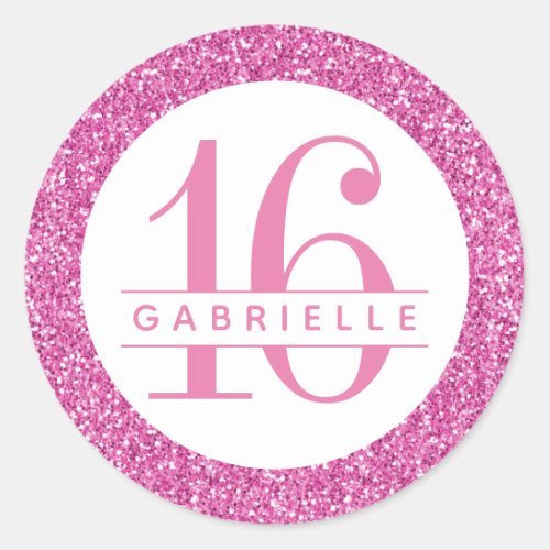 Bubblegum Pink Glitter Favor Sticker Label