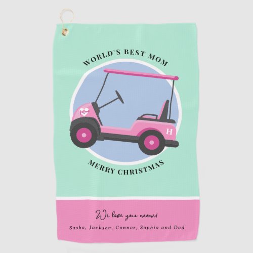 Bubblegum Pink Golf Cart Moms Golf Towel