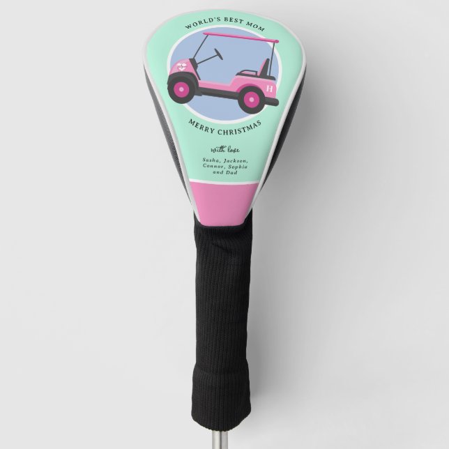 Bubblegum Pink Golf Cart Mom's Head Cover (Front)