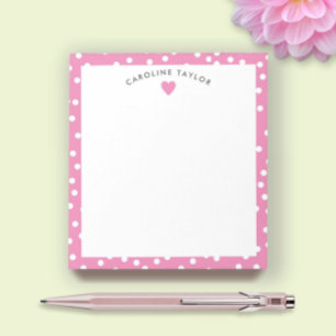 Bubblegum Pink Heart & Dots Cute Girly Notepad
