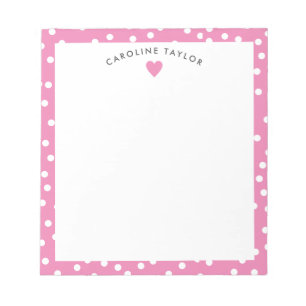 Bubblegum Pink Heart & Dots Cute Girly Notepad