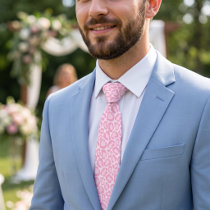 Bubblegum Pink Leopard Print Neck Tie