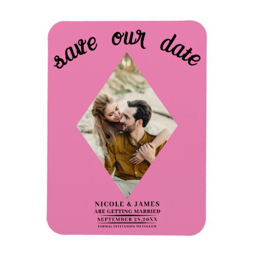 Bubblegum Pink Photo Wedding Save the Date Magnet