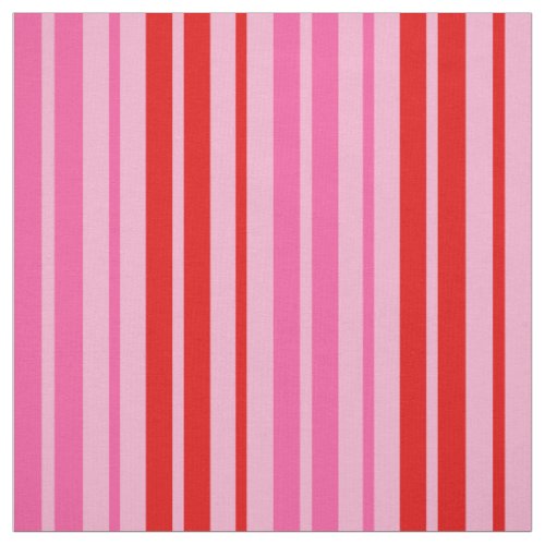 Bubblegum Pink Red Vertical Stripes Design   Fabric