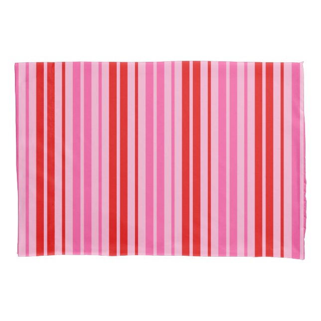 Bubblegum Pink Red Vertical Stripes Design   Pillow Case (Front)