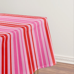 Bubblegum Pink Red Vertical Stripes Design   Tablecloth