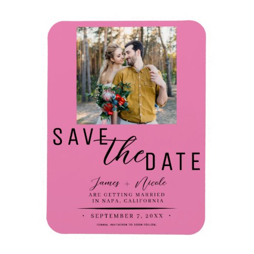 Bubblegum Pink Save the Date Photo Wedding Magnet