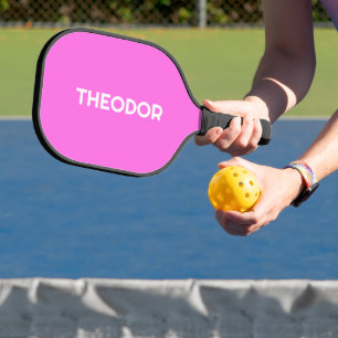 Bubblegum Pink Simple Name   Trendy Minimalist Pickleball Paddle