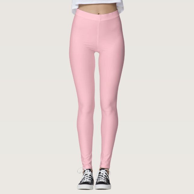 Bubblegum Pink Solid Color Leggings (Front)