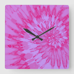 Bubblegum Pink Spiral Tie Dye Clock
