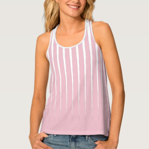 Bubblegum pink White Irregular Vertical Stripes Tank Top