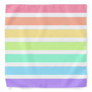 Bubblegum rainbow and white stripes bandana