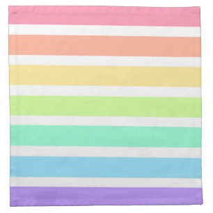 Bubblegum rainbow and white stripes cloth napkin