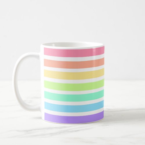 Bubblegum rainbow and white stripes coffee mug