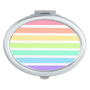 Bubblegum rainbow and white stripes compact mirror