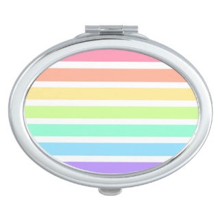 Bubblegum rainbow and white stripes compact mirror
