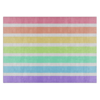 Bubblegum rainbow and white stripes cutting board