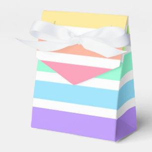 Bubblegum rainbow and white stripes favor boxes