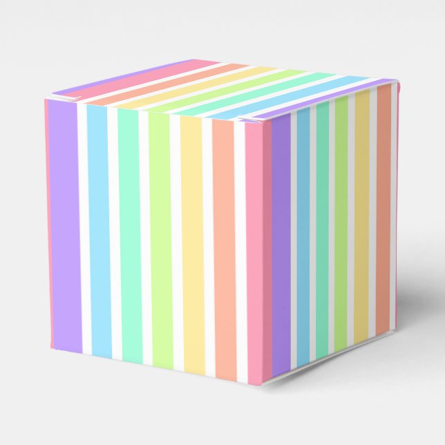 Bubblegum rainbow and white stripes favor boxes (Front Side)