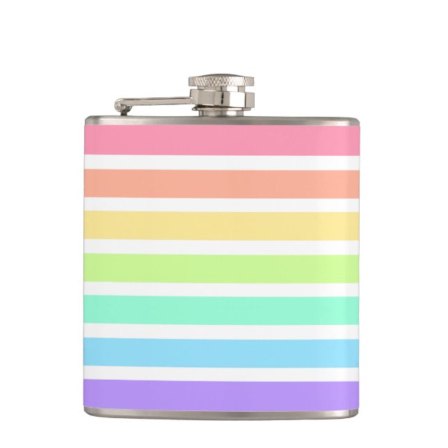 Bubblegum rainbow and white stripes flask (Front)