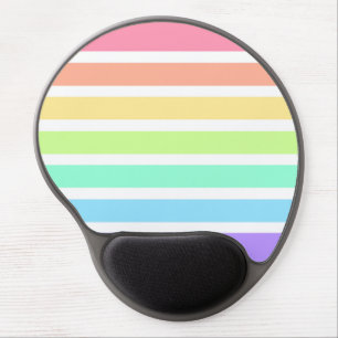 Bubblegum rainbow and white stripes gel mouse pad