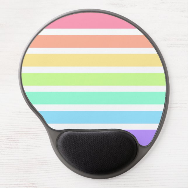 Bubblegum rainbow and white stripes gel mouse pad (Front)