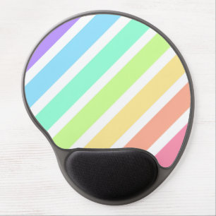 Bubblegum rainbow and white stripes gel mouse pad