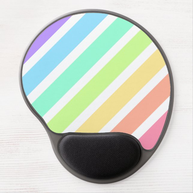 Bubblegum rainbow and white stripes gel mouse pad (Front)