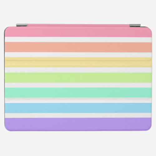 Bubblegum rainbow and white stripes iPad air cover
