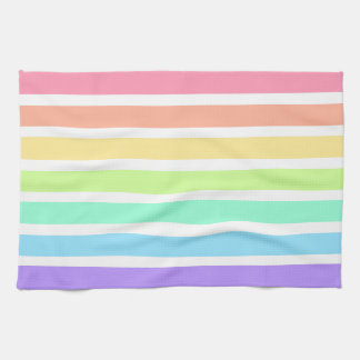 Bubblegum rainbow and white stripes kitchen towel