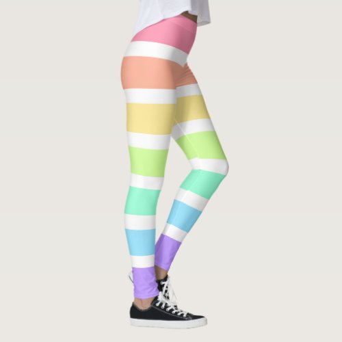 Bubblegum rainbow and white stripes leggings