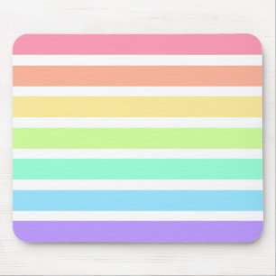 Bubblegum rainbow and white stripes mouse pad