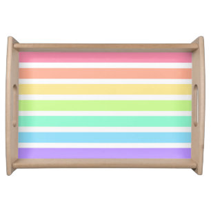 Bubblegum rainbow and white stripes serving tray