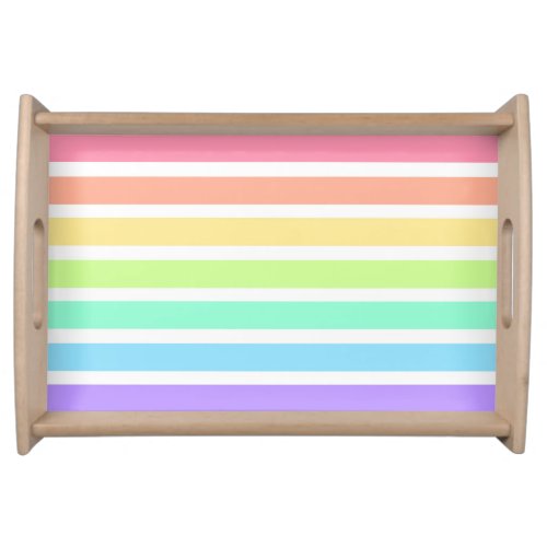 Bubblegum rainbow and white stripes serving tray