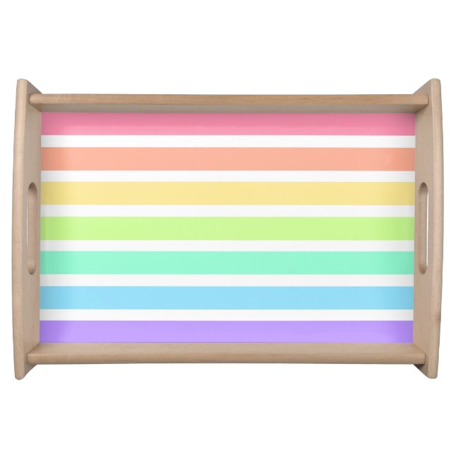 Bubblegum rainbow and white stripes serving tray (Front)