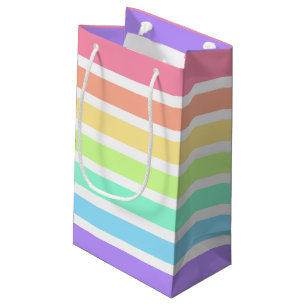 Bubblegum rainbow and white stripes small gift bag