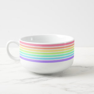 Bubblegum rainbow and white stripes soup mug