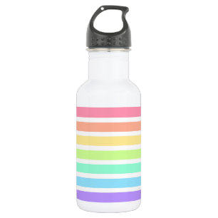 Bubblegum rainbow and white stripes stainless steel water bottle