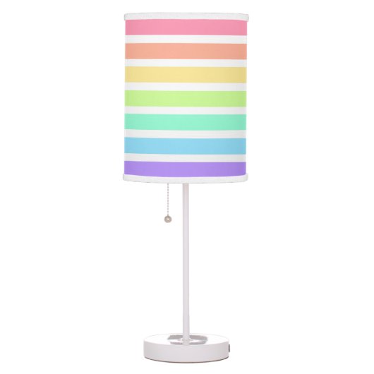 Bubblegum rainbow and white stripes table lamp (Right)
