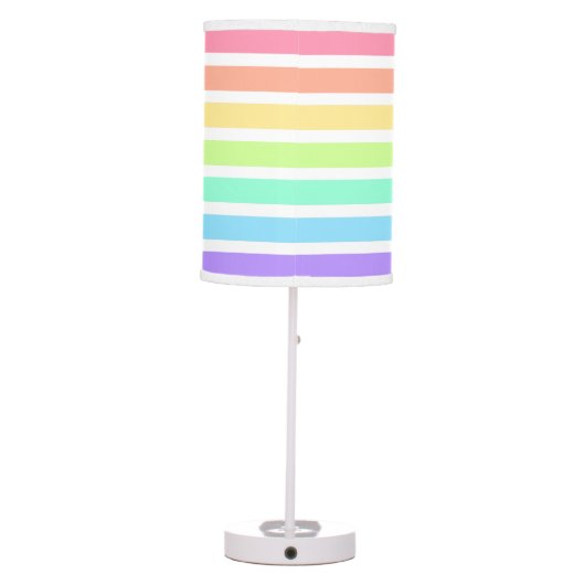 Bubblegum rainbow and white stripes table lamp (Back)