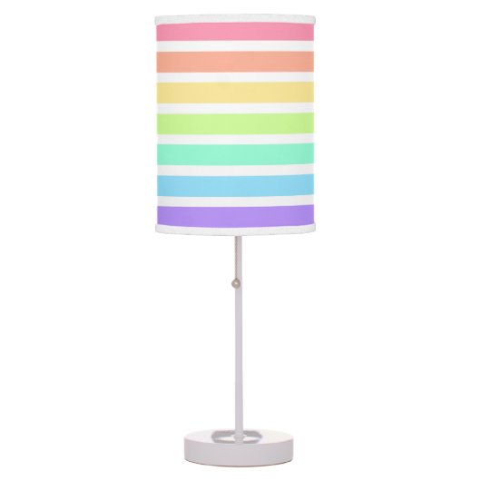 Bubblegum rainbow and white stripes table lamp (Front)